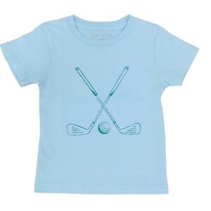 Mustard and Ketchup Kids Light Blue Golf Clubs Short Sleeve T-Shirt